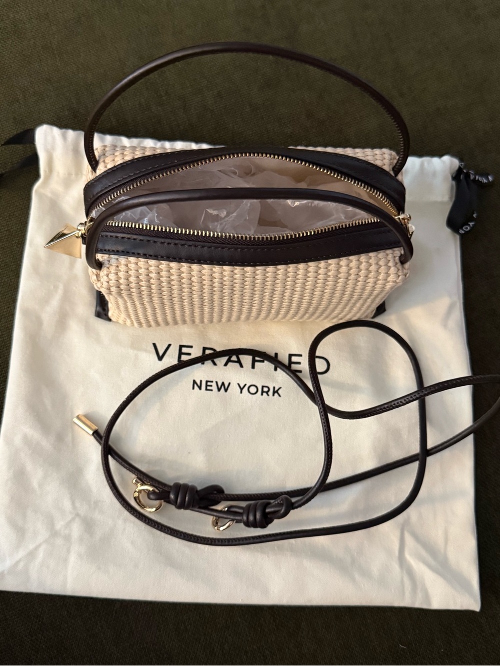 New VERAFIED Raffia Cafe Mini Bag